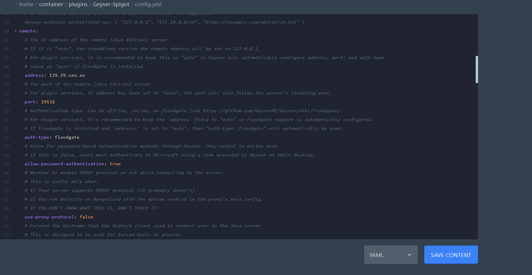 Config example