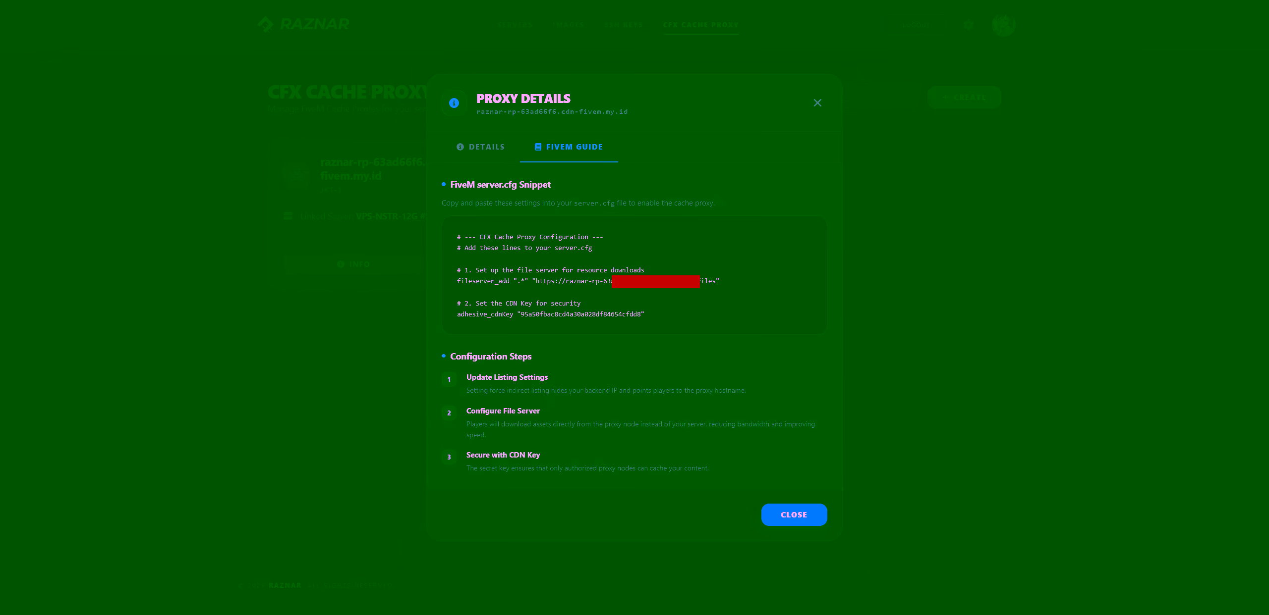 Detail dan FiveM Guide cache proxy
