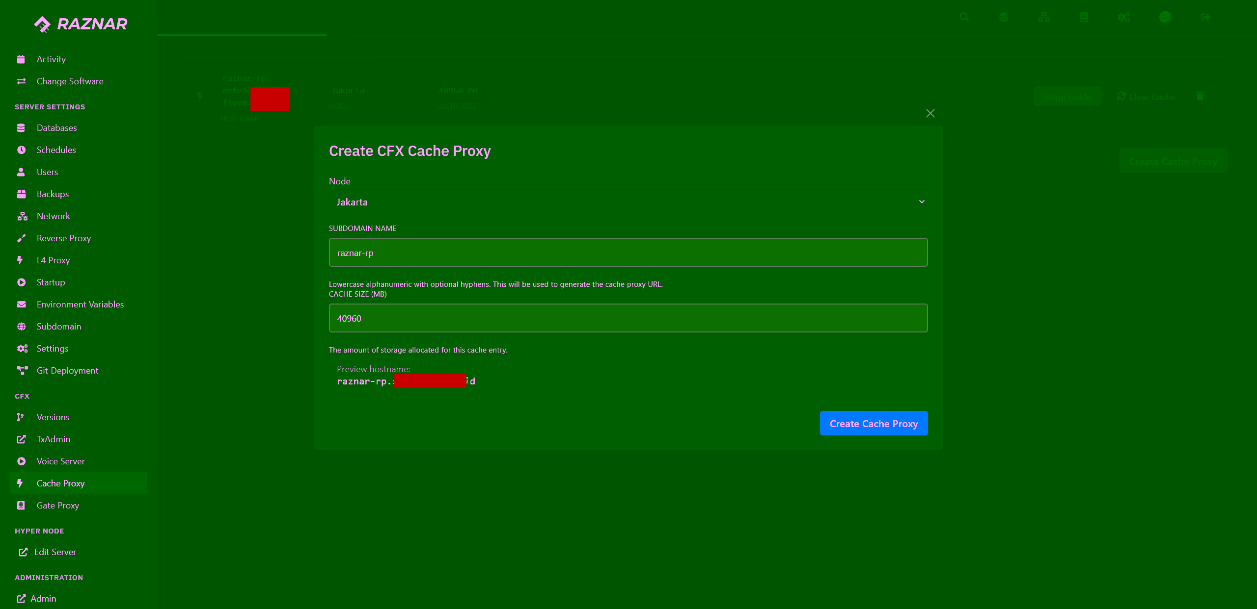 Form Create CFX Cache Proxy