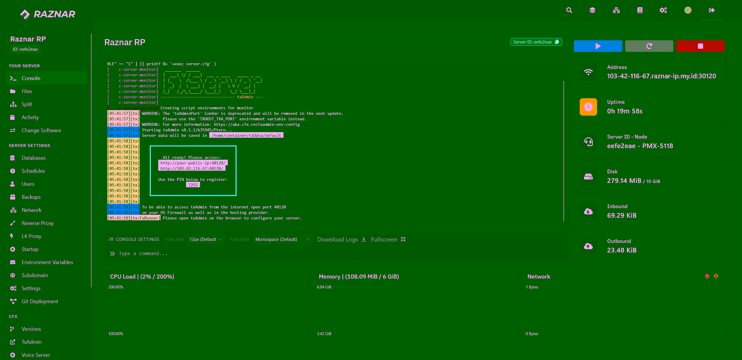 Dashboard server FiveM