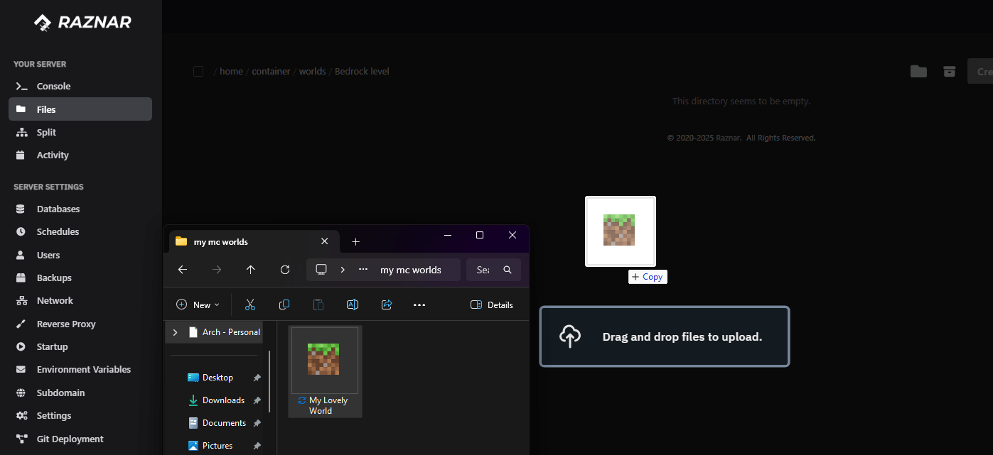 Upload World ke Panel