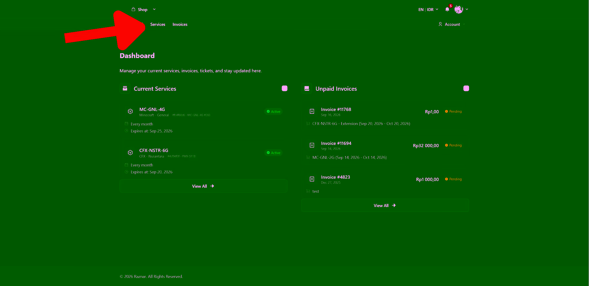 Billing web login