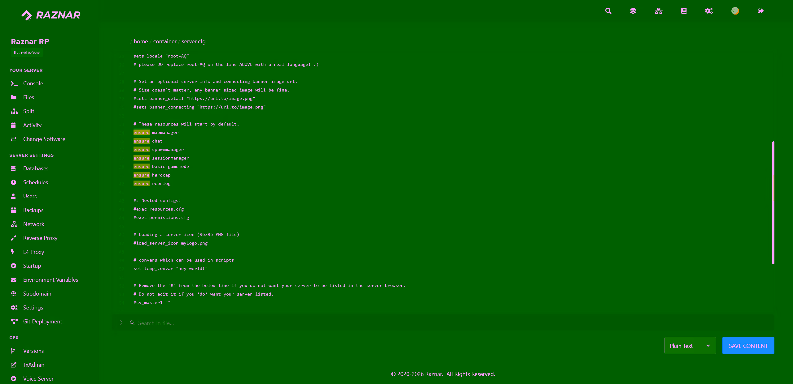 List of ensured resources in server.cfg
