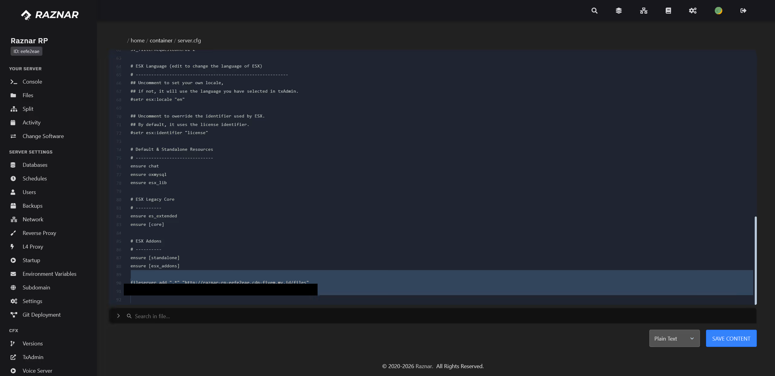 Adding the CDN configuration to server.cfg