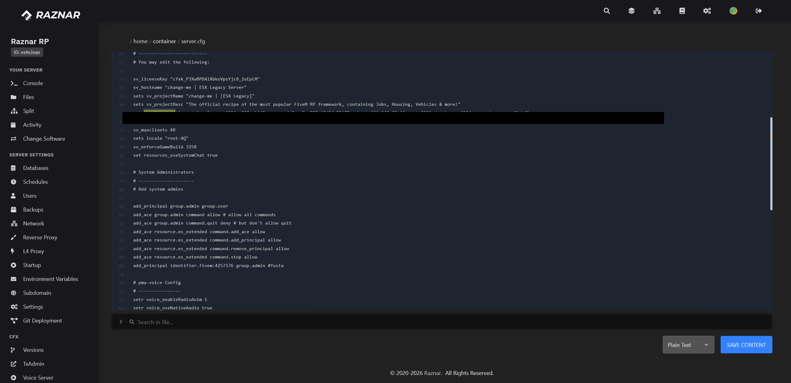 Adding the connection string to server.cfg